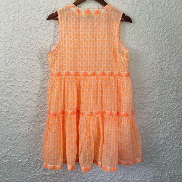 Vineyard Vines Pineapple Print Tiered Dress Medium - Picture 4 of 7